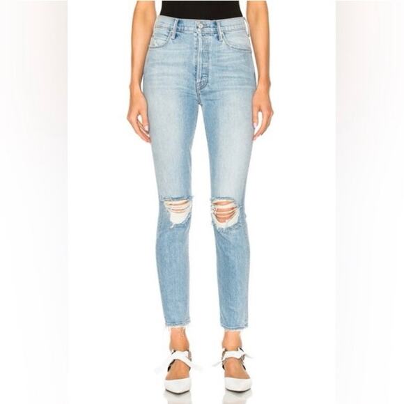 Mother Denim - MOTHER Blue Ankle Cropped Jeans with Distressed Details